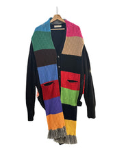 Load image into Gallery viewer, Cashmere Cardigan with Multi-coloured Attached Scarf
