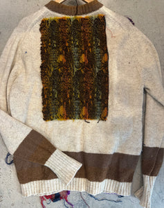 Knitted Cardigan with Recycled Patch Design