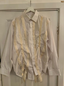 White shirt with recycled multi tape detail