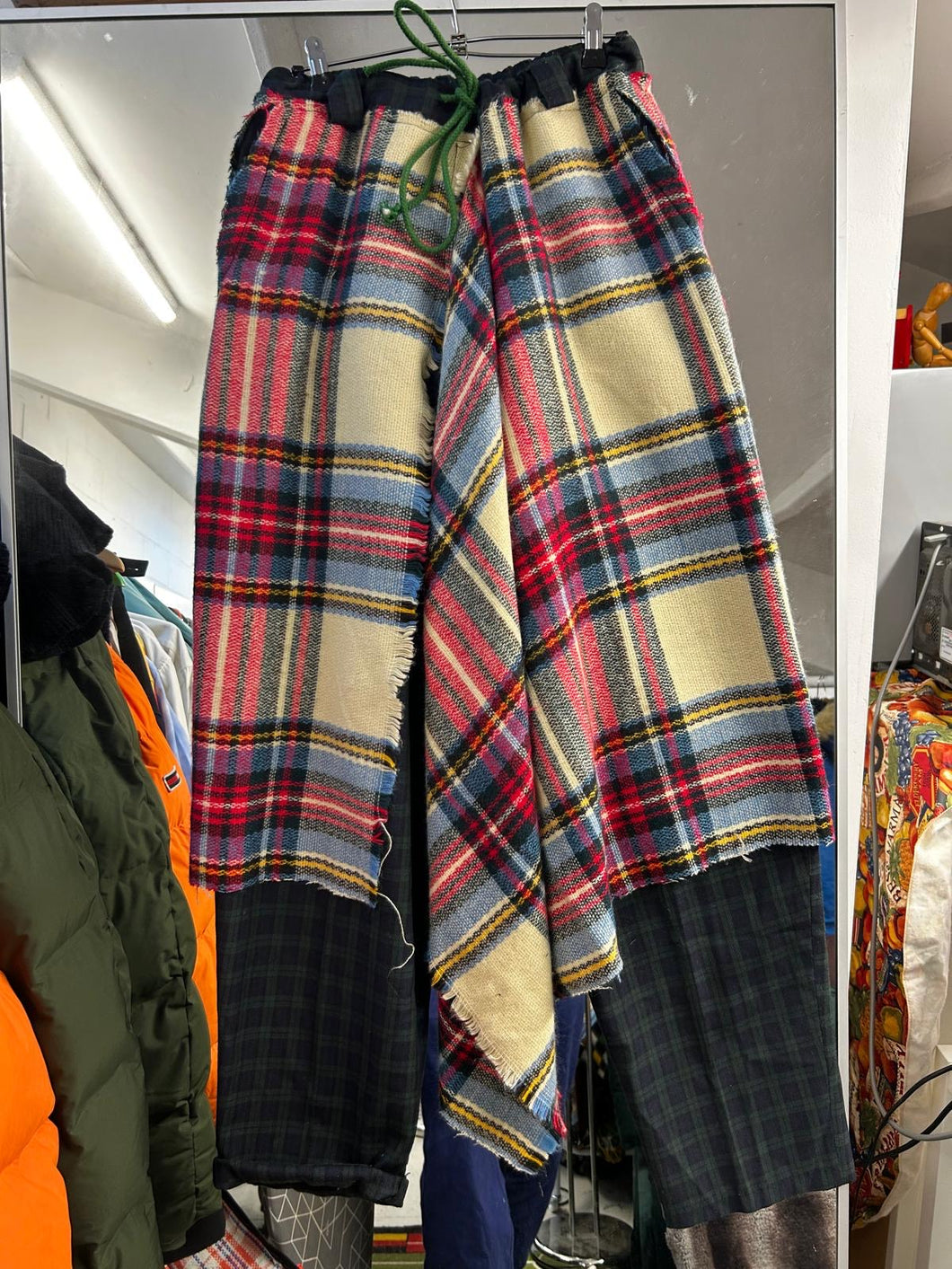 Trouser with tartan wrap