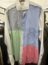 Load image into Gallery viewer, Upcycled shirt multi coloured front stripe
