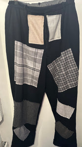 Wool baggy trouser with patchwork front