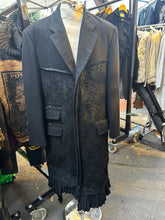 Load image into Gallery viewer, Black wool coat with antique lace
