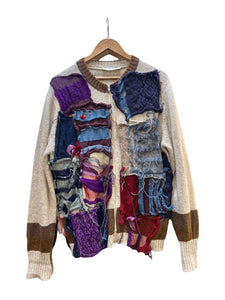 Knitted Cardigan with Recycled Patch Design