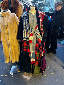 Patchwork floor length coat