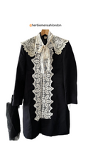 Load image into Gallery viewer, Velvet jacket of vintage origin with antique lace collar and trim
