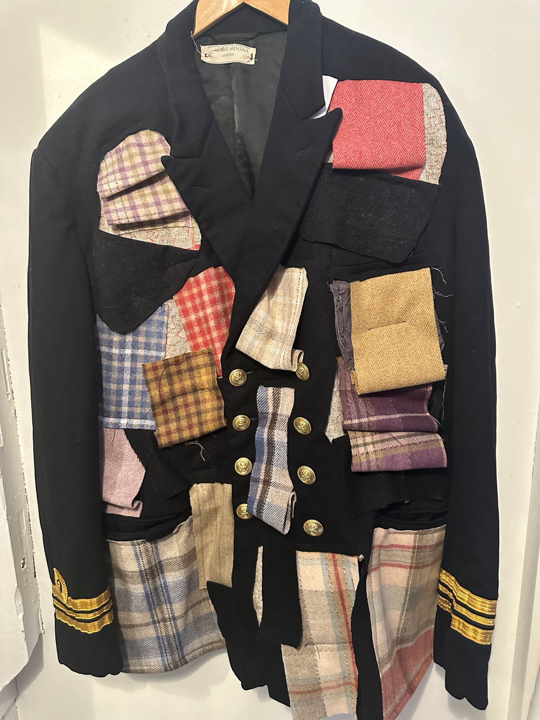 Wool Captains blazer with patchwork front