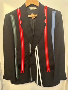 Evening tuxedo with recycled multi zip details