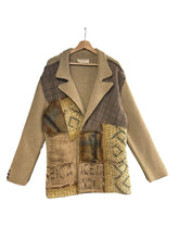 Load image into Gallery viewer, Knitted Cardigan with Upholstery Patchwork
